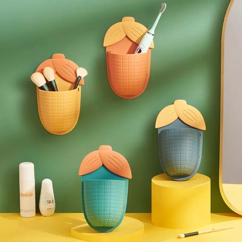 Wall Mounted Corn Shaped Toothbrush And Pen Holder, Toilet Toothbrush Rack, Wall-mounted Drain Free Comb Toothpaste Storage Box Wall Mounted Corn Shaped Toothbrush And Pen Holder, Toilet Toothbrush Rack, Wall-mounted Drain Free Comb Toothpaste Storage Box